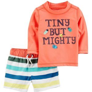 NWT Carter's Baby Infant Boys 2-Piece Swim Set Rashguard Shirt Trunk UPF 50+ 6M